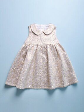 EUC Egg by Susan Lazar Peter Pan Brocade Gold/Purple Metallic Dress size 18 mos